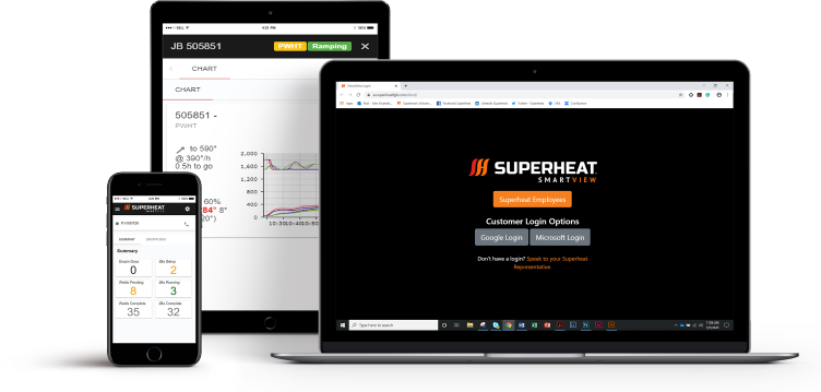 SmartView displaying post weld heat treatment data.